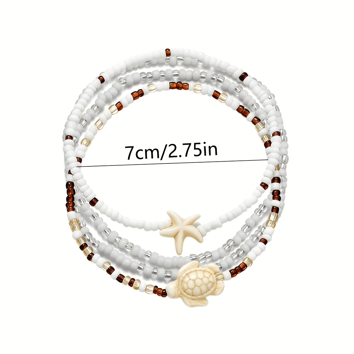 4pc Turquoise Starfish & Sea Turtle Multi-Layer Anklet Set for Women